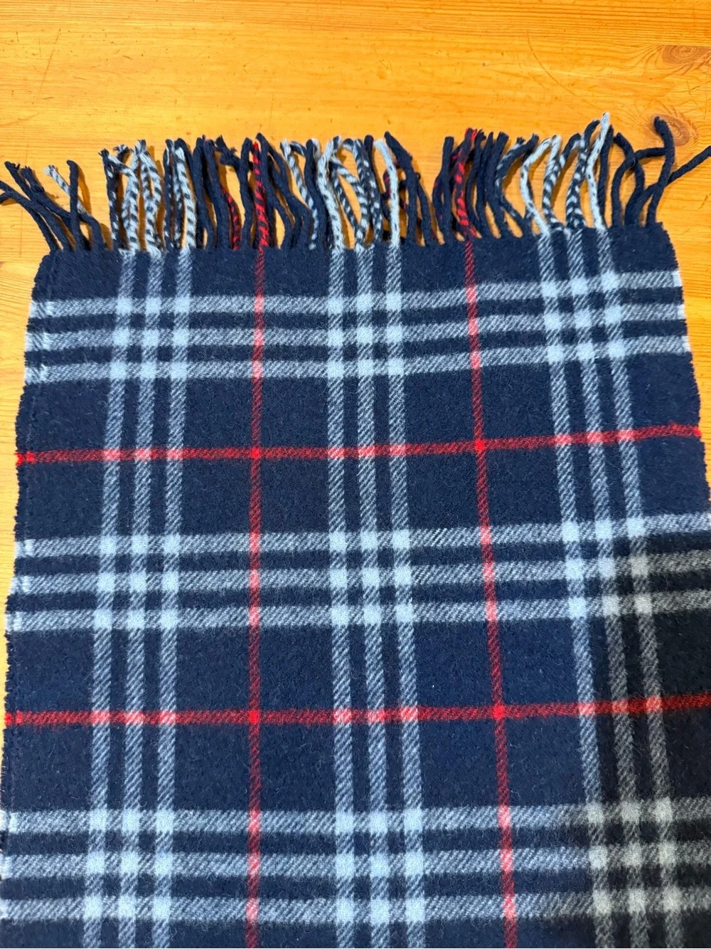 Vintage Burberrys of London Navy Check Lambswool Scarf Made in England Plaid